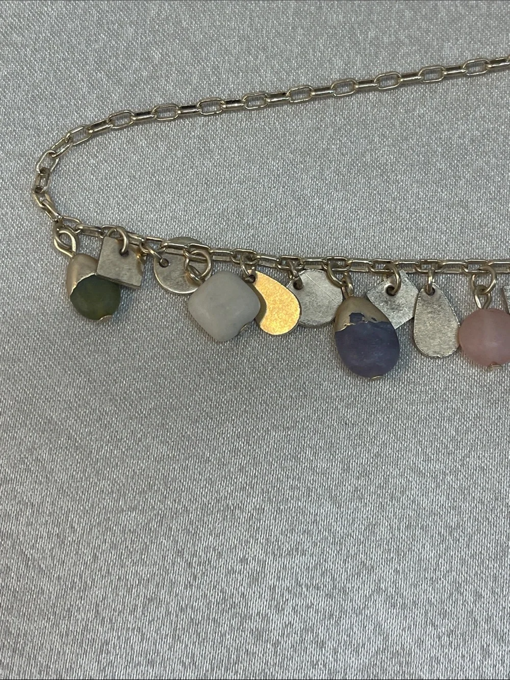 Universal Thread necklace honey topaz, lilac, green agate, and peach moonstone